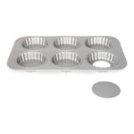 Mini quichevorm met losse bodems 6 vaks Mini quichevorm met losse bodems 6 vaks